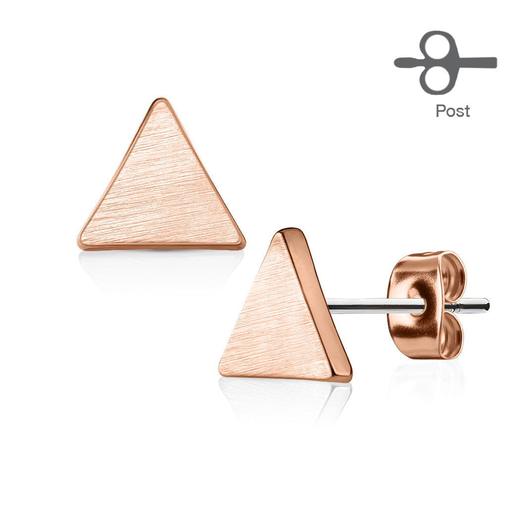 Rose Gold Triangle Pair of 20g - 316L Surgical Stainless Steel Stud Earrings