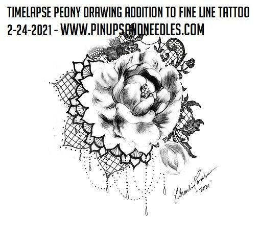 Timelapse Peony Drawing Addition To Fine Line Tattoo