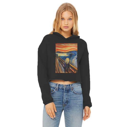 undefined Ladies Cropped Raw Edge Hoodie