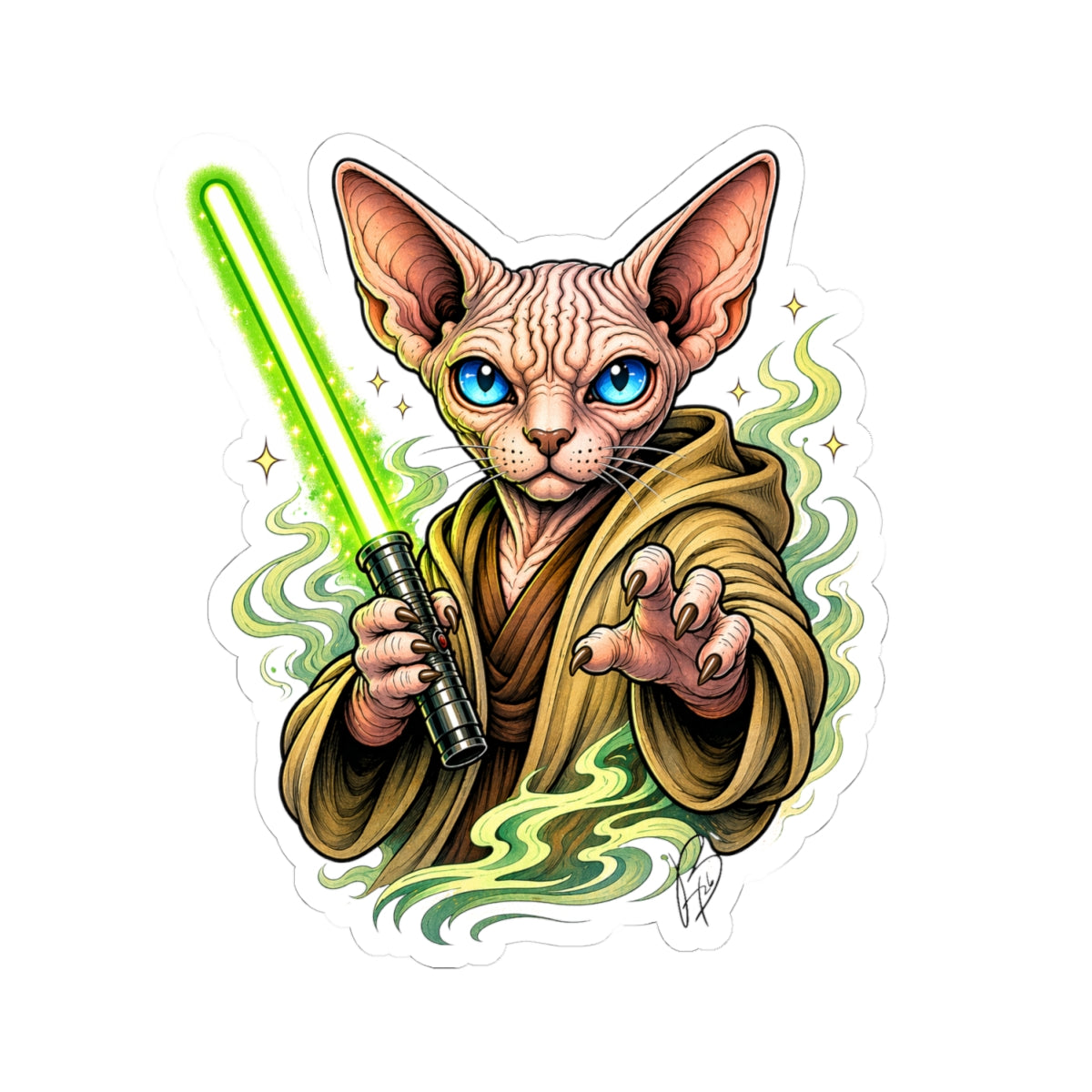 Galactic Sphynx Sticker | Sci-Fi Cat Vinyl Decal | Fantasy Tattoo Art | Nerdy Cat Sticker | Alternative Art by Baby Handz