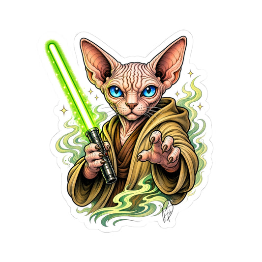 Galactic Sphynx Sticker | Sci-Fi Cat Vinyl Decal | Fantasy Tattoo Art | Nerdy Cat Sticker | Alternative Art by Baby Handz
