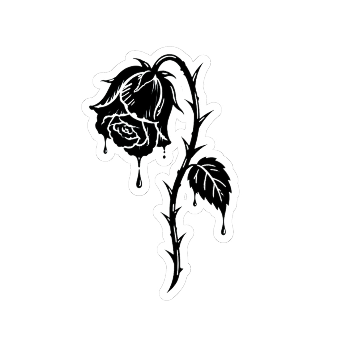 Black Valentine Sticker | Gothic Rose Vinyl Decal | Blackwork Tattoo Flash Art | Dark Romantic Sticker