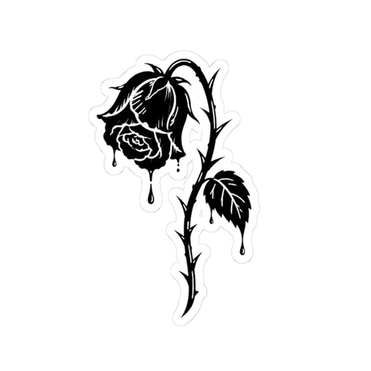 Black Valentine Sticker | Gothic Rose Vinyl Decal | Blackwork Tattoo Flash Art | Dark Romantic Sticker