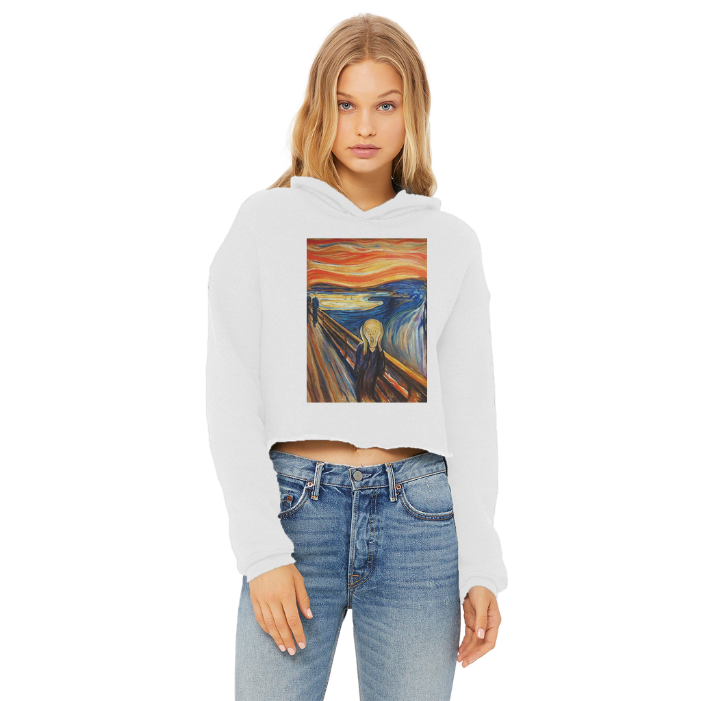 undefined Ladies Cropped Raw Edge Hoodie