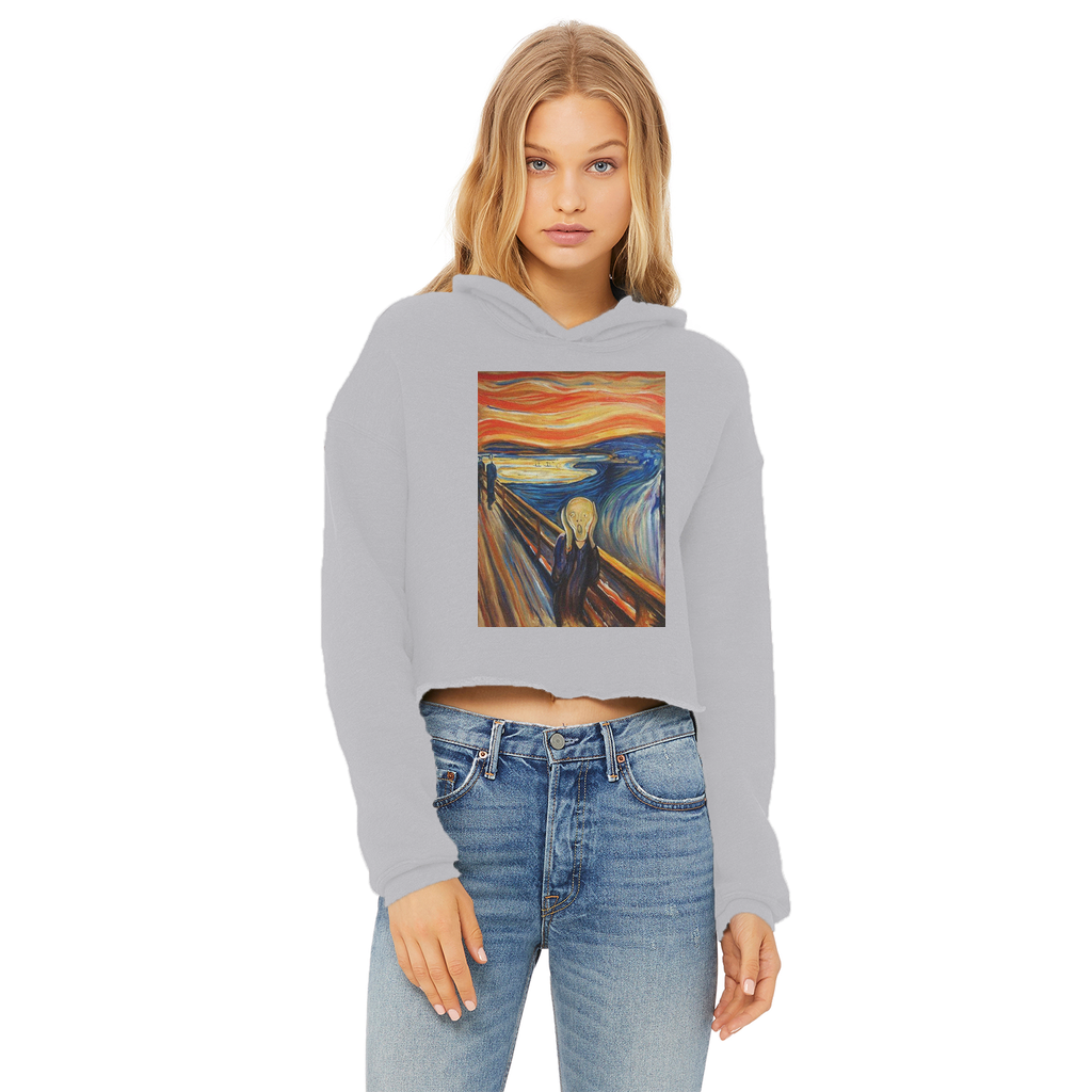 undefined Ladies Cropped Raw Edge Hoodie