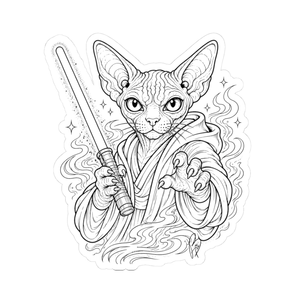 Galactic Sphynx Sticker | Sci-Fi Cat Vinyl Decal | Fantasy Tattoo Art | Nerdy Cat Sticker | Alternative Art by Baby Handz