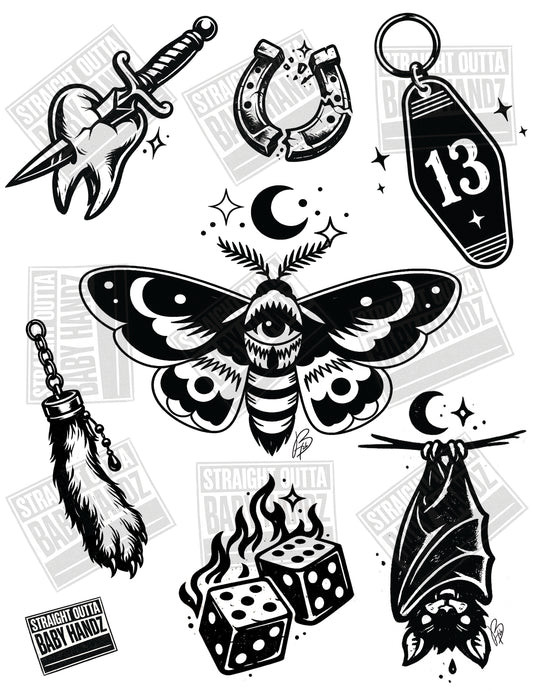 Friday the 13th Tattoo Pack Vol 1 | 31 Original Tattoo Flash Designs