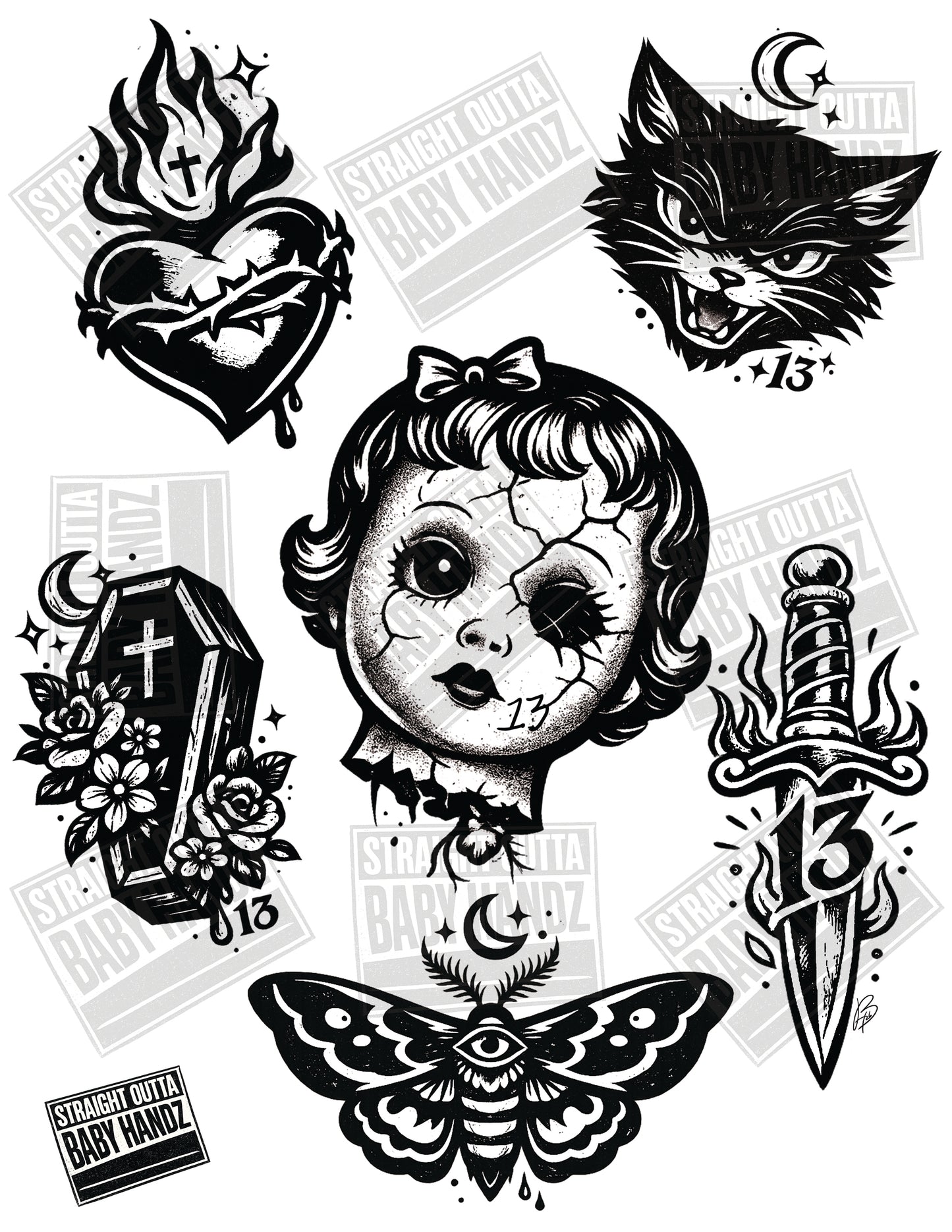 Friday the 13th Tattoo Pack Vol 1 | 31 Original Tattoo Flash Designs