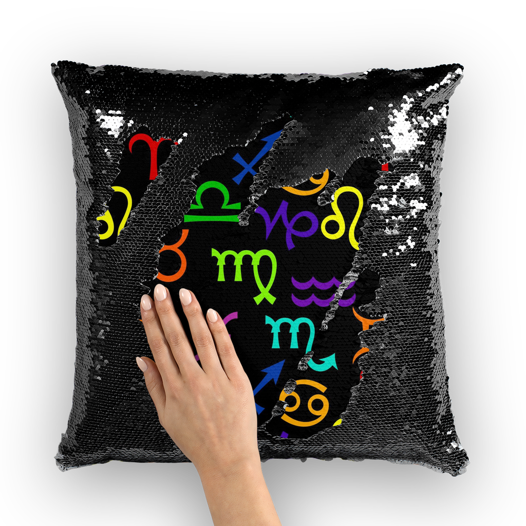 Colorful Zodiac Sequin Cushion Cover