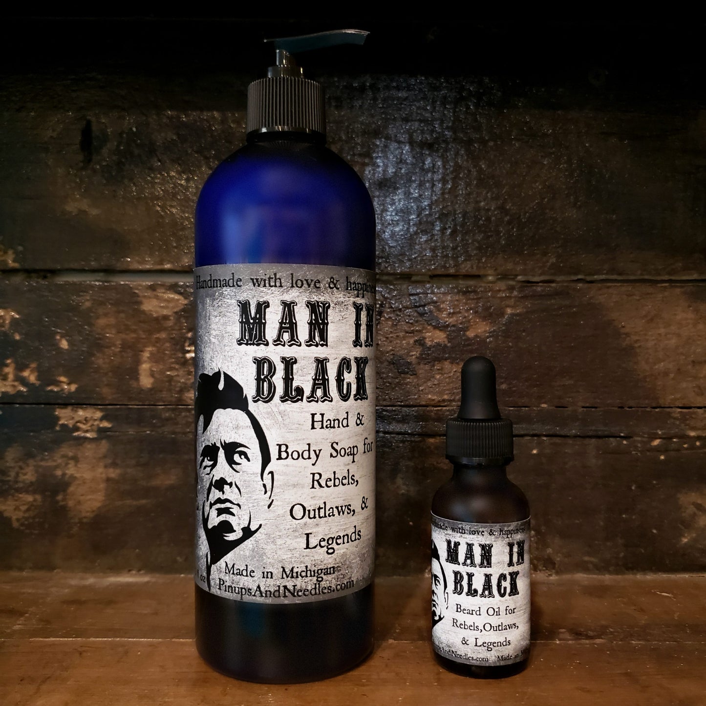 The Man in Black Gift Box - Hand & Body Wash and Beard Oil for Rebels, Outlaws, & Legends