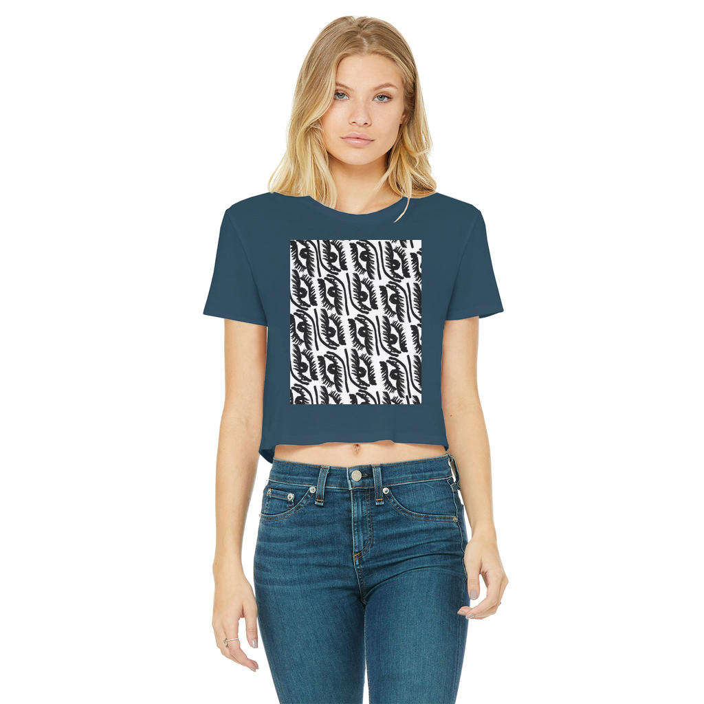 Eye See You Classic Women's Cropped Raw Edge T-Shirt