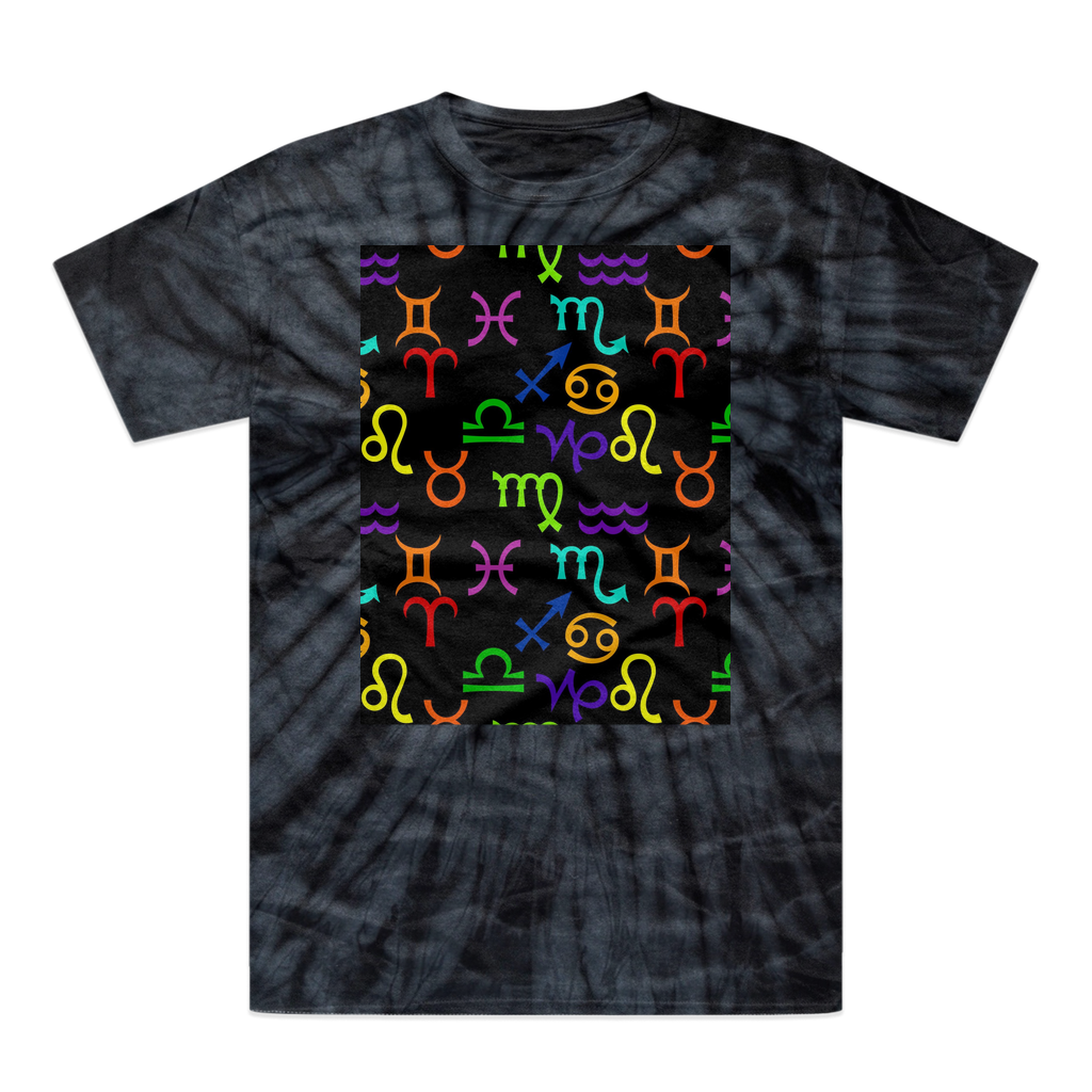 Colorful Zodiac Tonal Spider Tie-Dye T-Shirt