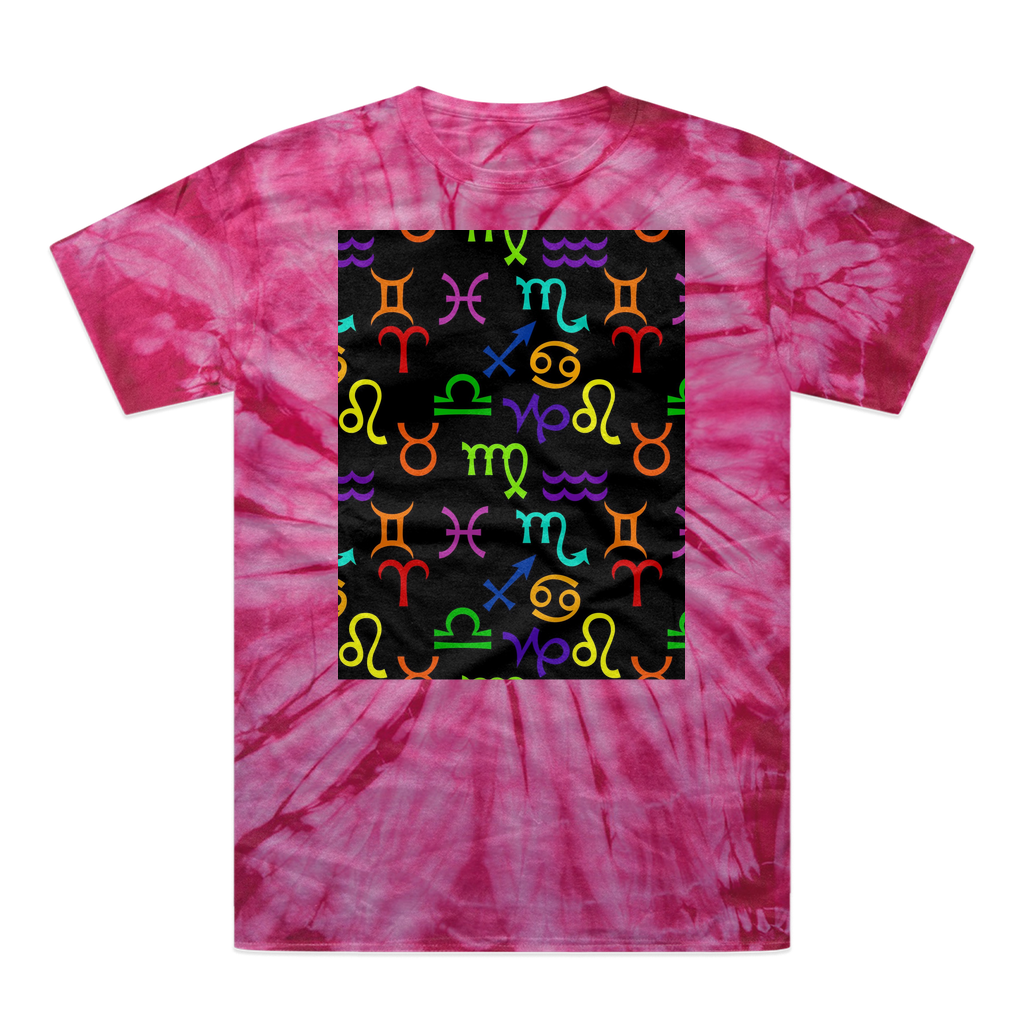 Colorful Zodiac Tonal Spider Tie-Dye T-Shirt