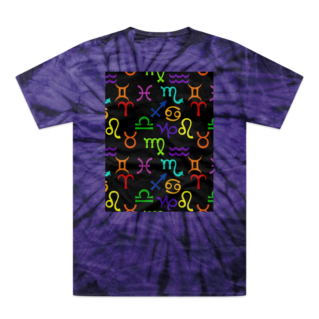 Colorful Zodiac Tonal Spider Tie-Dye T-Shirt