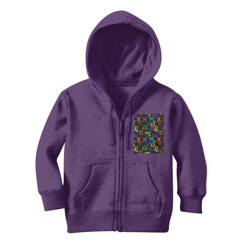 Colorful Zodiac Classic Kids Zip Hoodie