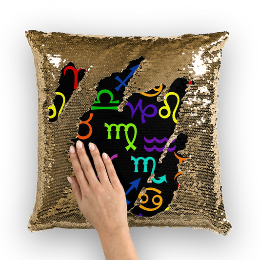 Colorful Zodiac Sequin Cushion Cover