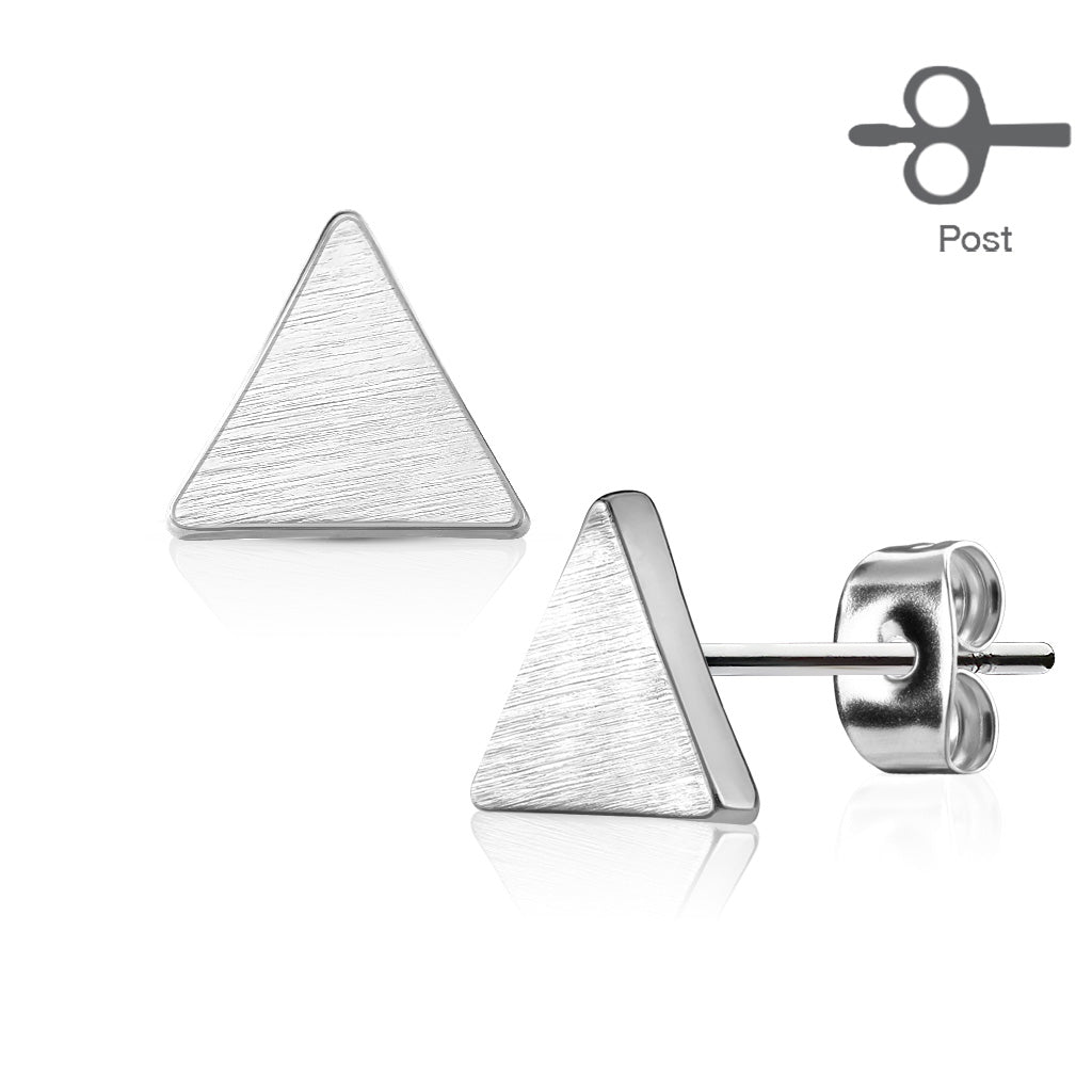 Silver Triangle Pair of 20g - 316L Surgical Stainless Steel Stud Earrings