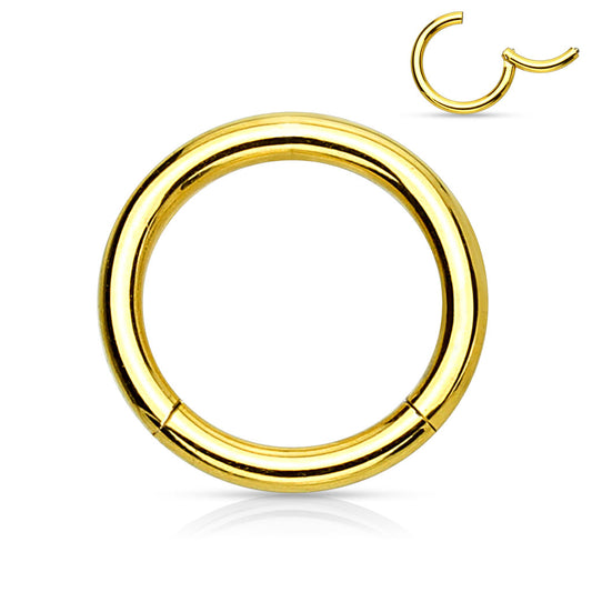 Gold Hinged Hoop - 20g - 10mm - High Quality Precision 316L Surgical Steel Hinged Segment Hoop Ring