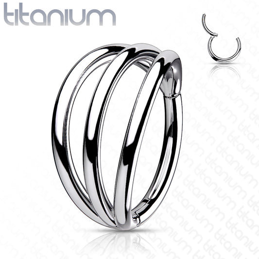 Hinged Triple Hoop - 16g - Implant Grade Titanium - 8mm - Silver