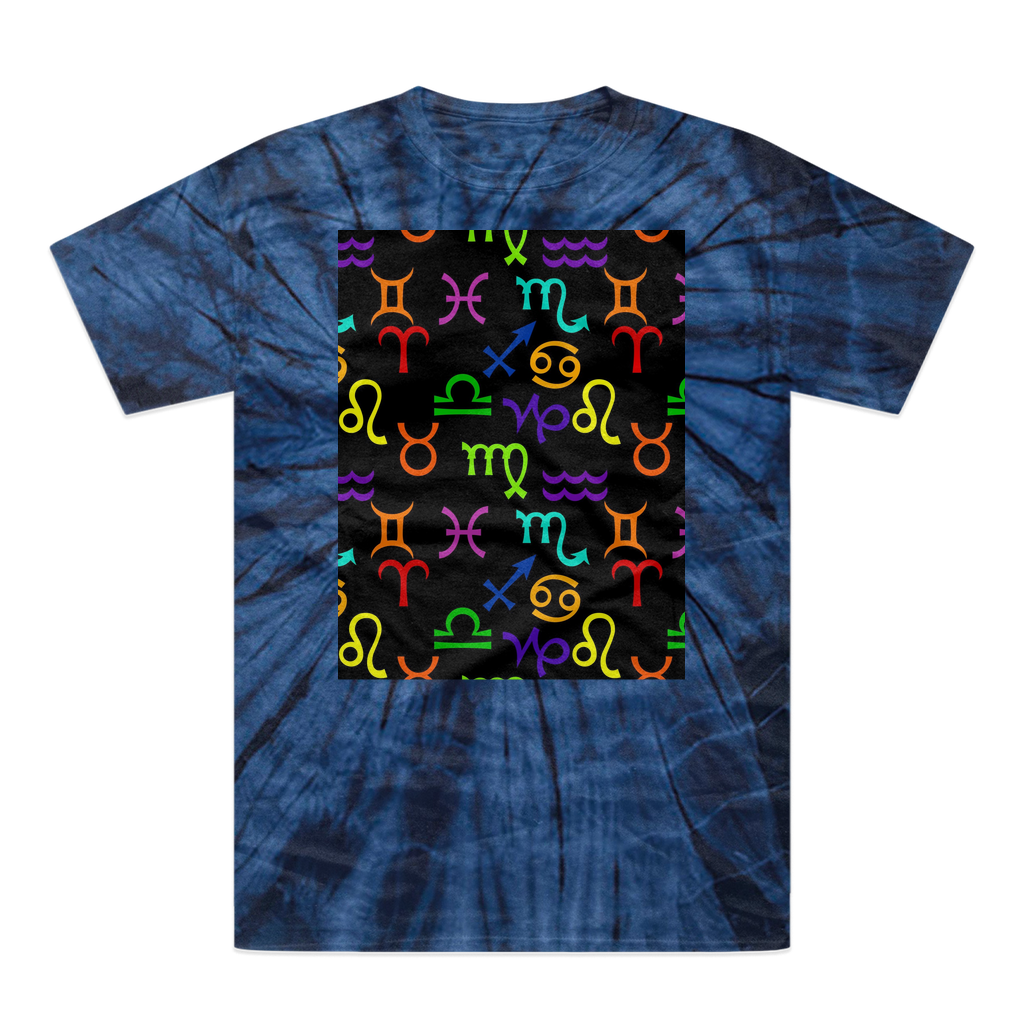 Colorful Zodiac Tonal Spider Tie-Dye T-Shirt