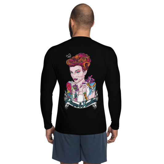 Pinups and Needles 2.0 Men's Rash Guard Workout Shirt