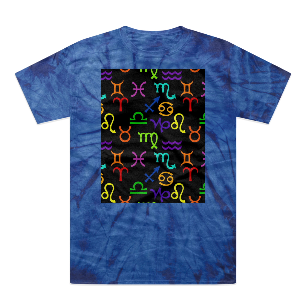 Colorful Zodiac Tonal Spider Tie-Dye T-Shirt