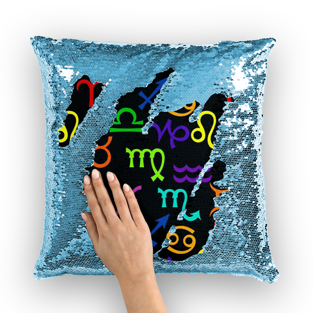 Colorful Zodiac Sequin Cushion Cover