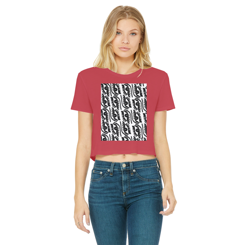 Eye See You Classic Women's Cropped Raw Edge T-Shirt