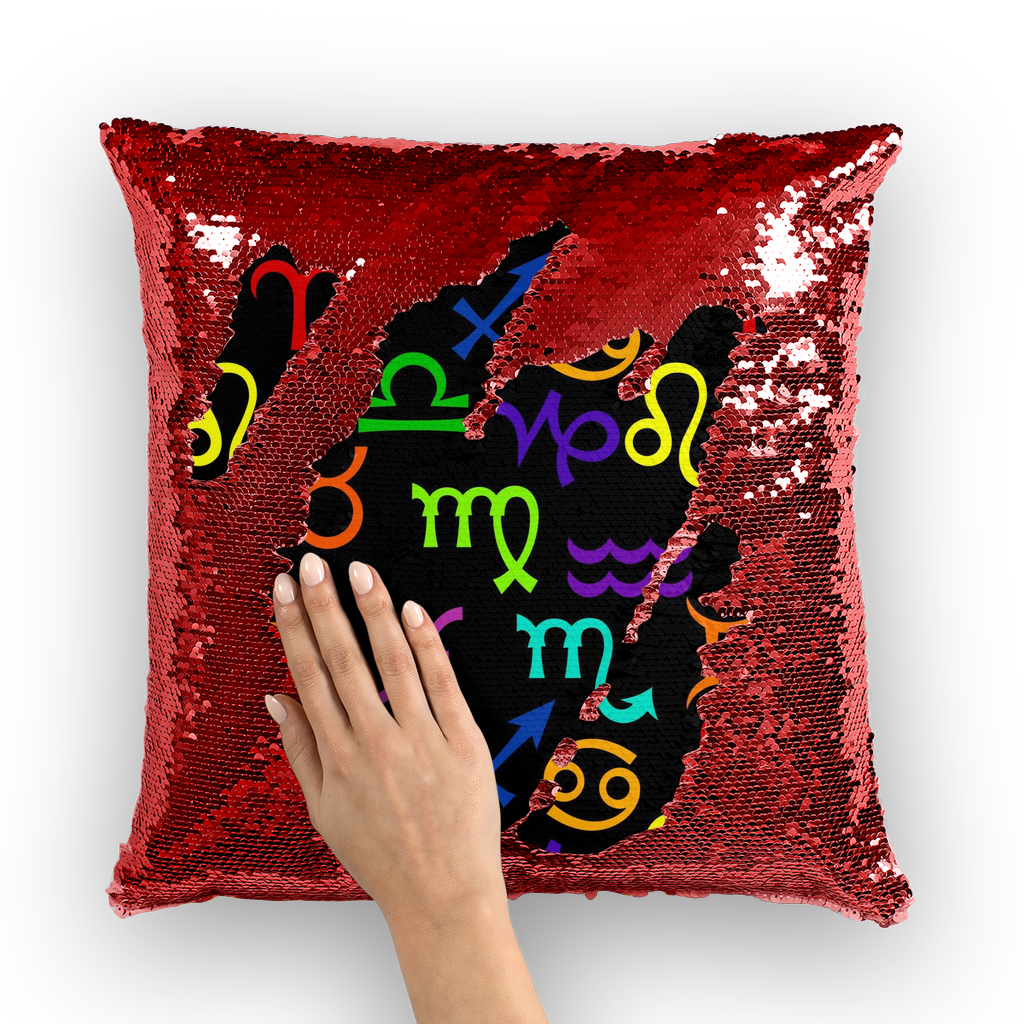 Colorful Zodiac Sequin Cushion Cover