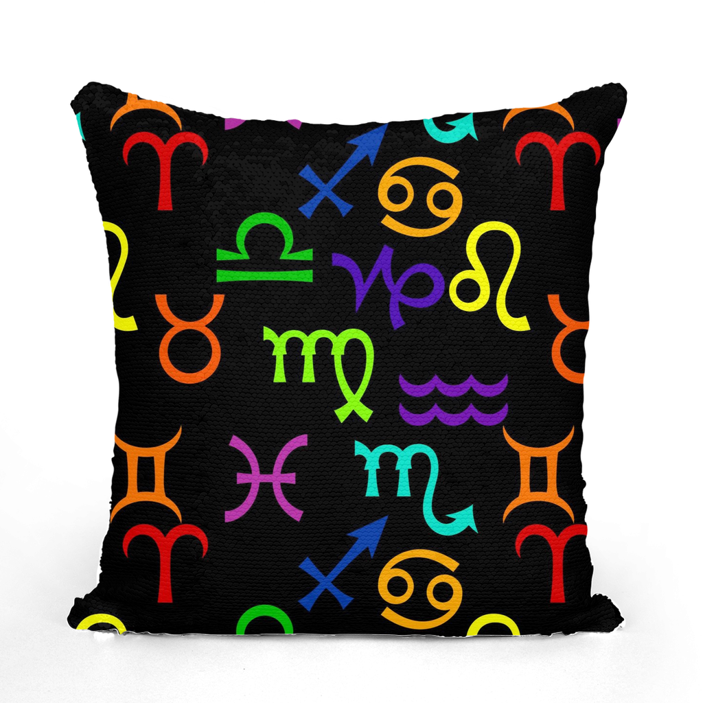 Colorful Zodiac Sequin Cushion Cover