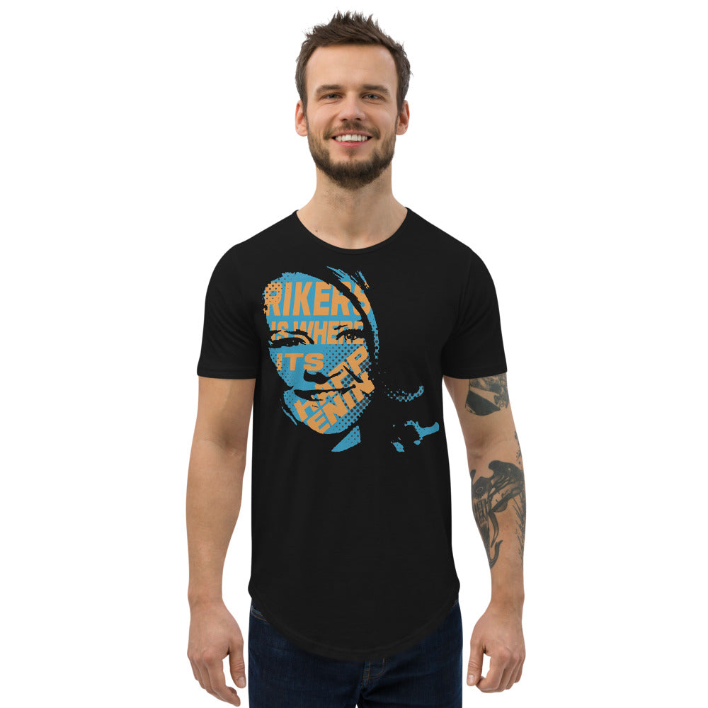 Anna Delvey Rikers Is Where It's Happenin' Men's Curved Hem T-Shirt