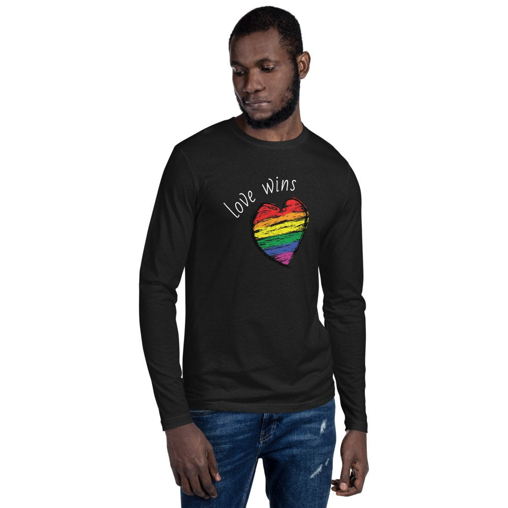 Love Wins Pride LGBTQ Long Sleeve Fitted Crew