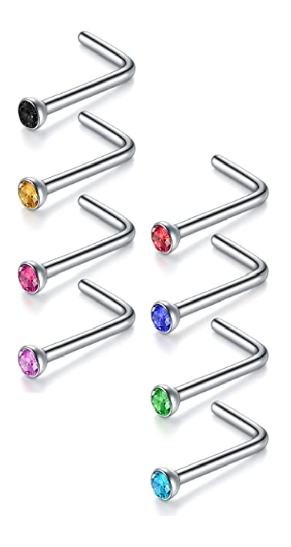 Nostril L Shaped Pin - Piercing Jewelry - Surgical Grade Stainless Steel 316L