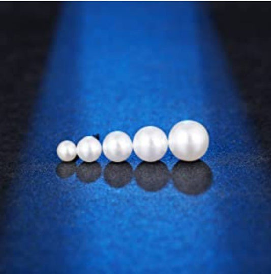 Stud Earrings Pearl Set 4-8mm 18g - Piercing Jewelry - Surgical Grade Stainless Steel