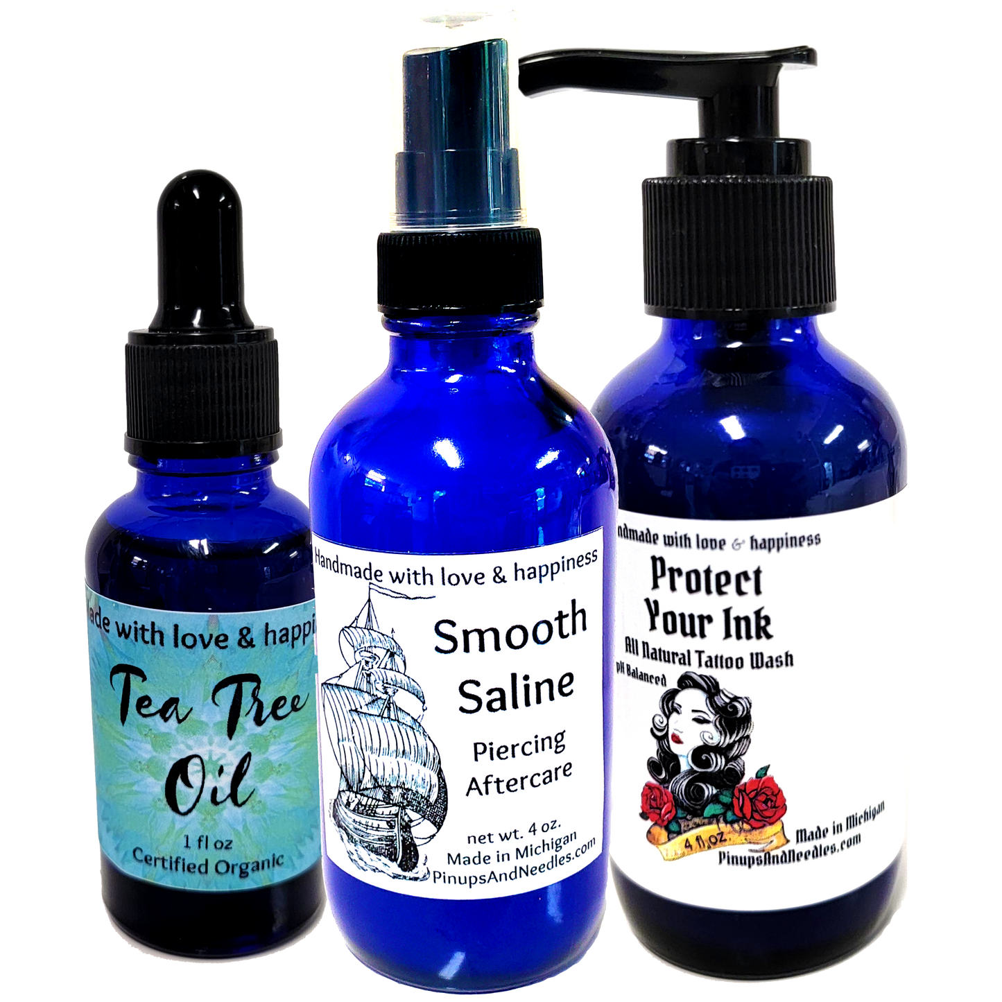 Piercing Aftercare Deluxe Kit - Smooth Saline - Wash - Tea Tree Oil - Piercing Aftercare Spray - Saline Solution