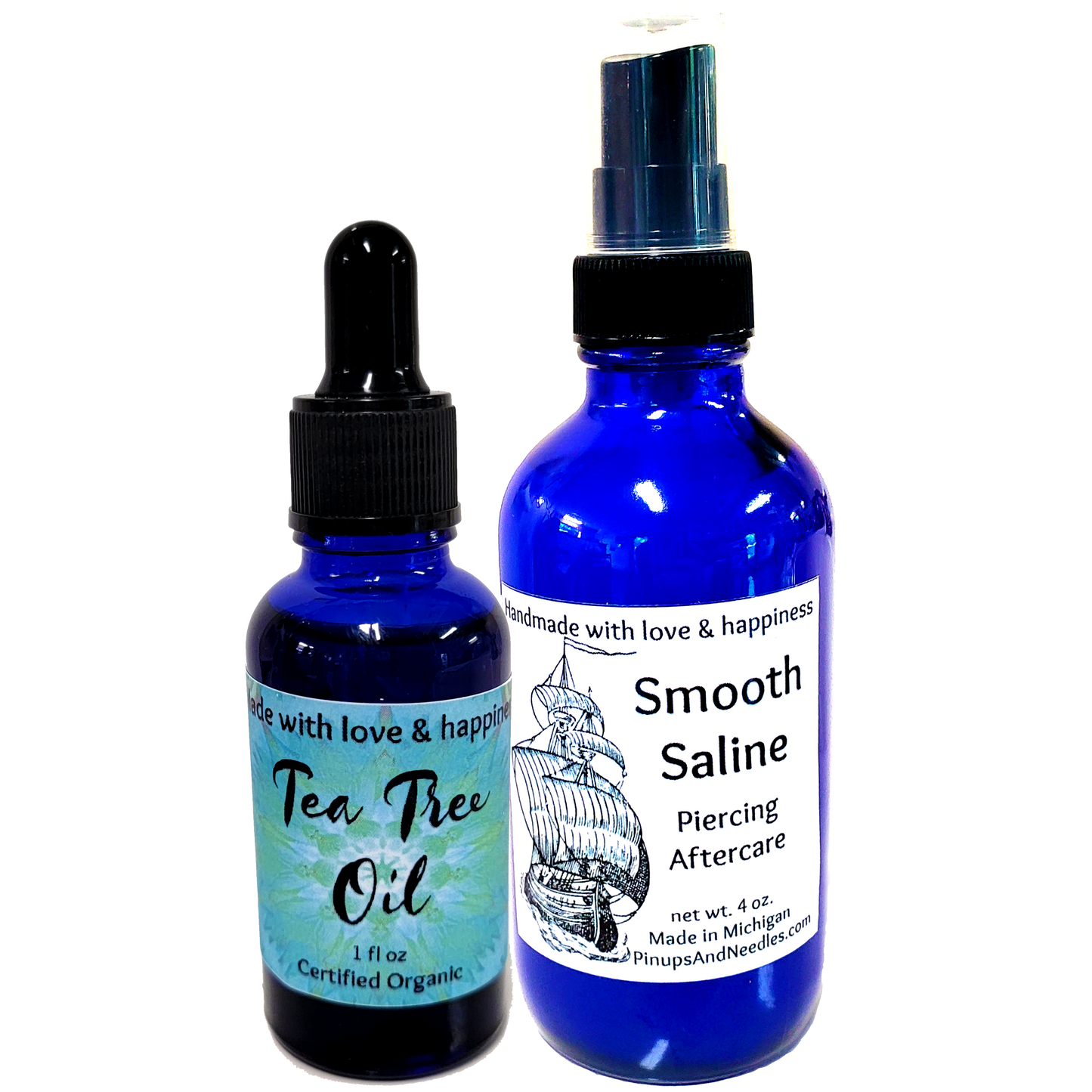 Piercing Aftercare Essential Kit - Smooth Saline - Tea Tree Oil - Piercing Aftercare Spray - Saline Solution