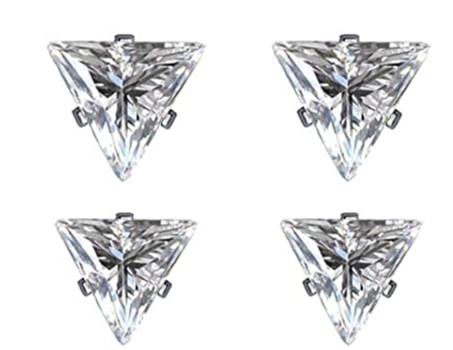 Stud Earrings Triangle Clear Set 4-8mm 18g - Piercing Jewelry - Surgical Grade Stainless Steel