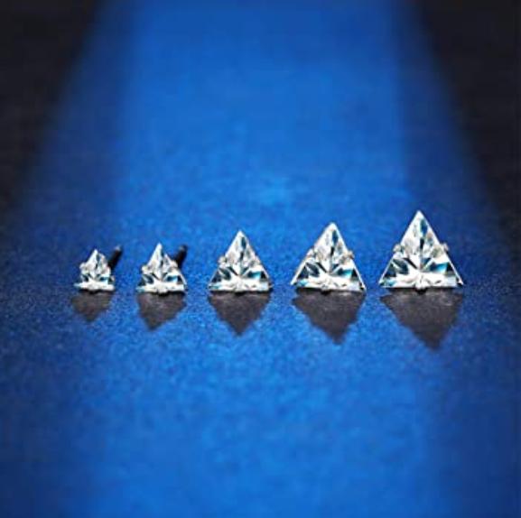 Stud Earrings Triangle Clear Set 4-8mm 18g - Piercing Jewelry - Surgical Grade Stainless Steel