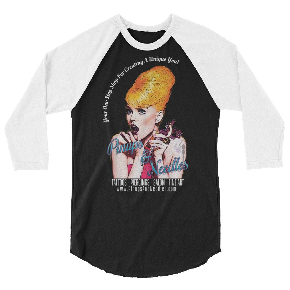 Pinups And Needles Your One Stop Shop 3/4 sleeve raglan shirt