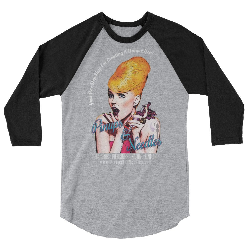 Pinups And Needles Your One Stop Shop 3/4 sleeve raglan shirt