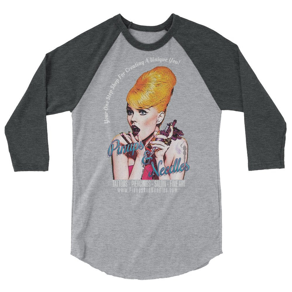 Pinups And Needles Your One Stop Shop 3/4 sleeve raglan shirt