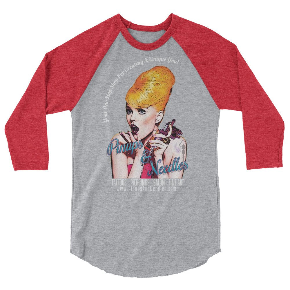 Pinups And Needles Your One Stop Shop 3/4 sleeve raglan shirt