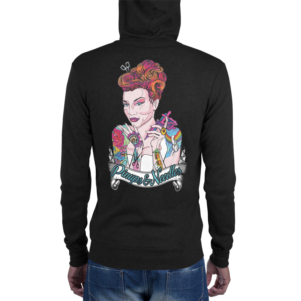 Pinups and Needles 2.0 Unisex zip hoodie