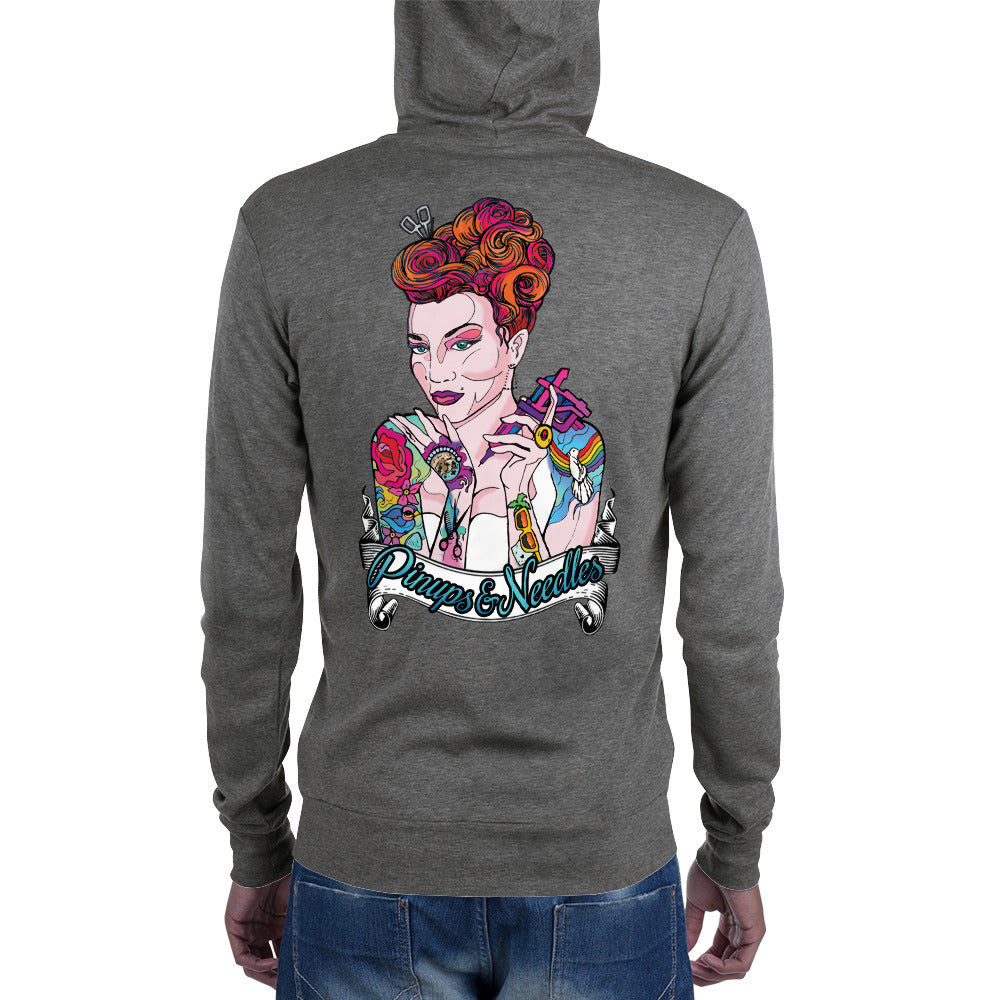 Pinups and Needles 2.0 Unisex zip hoodie